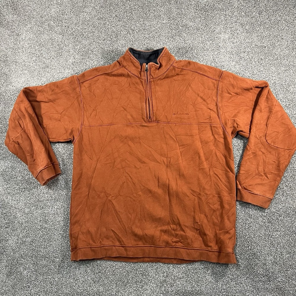 Columbia Sportswear Mens XL Fleece 1/4 Zip Pullover Orange Outdoor Hiking
